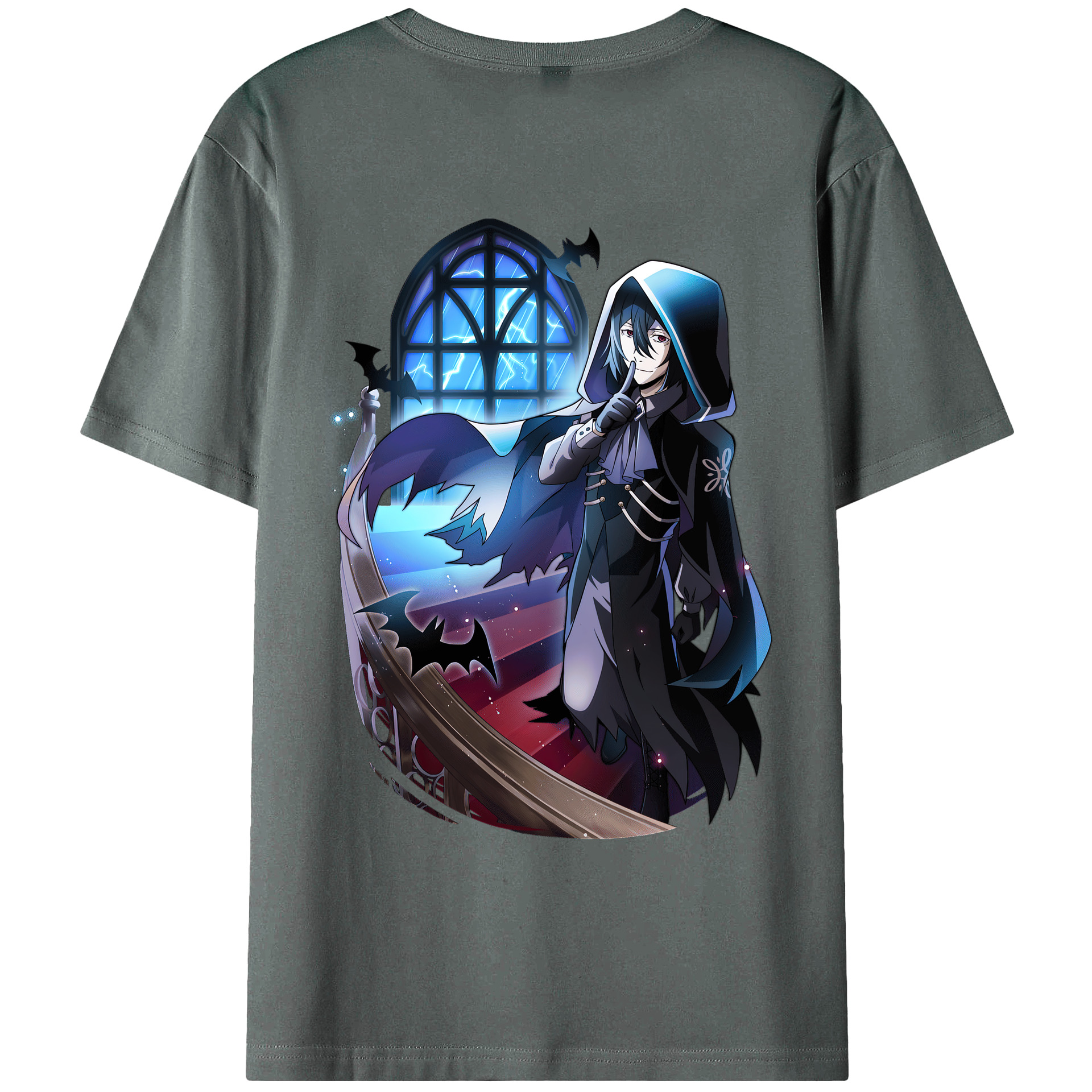 （画像用） 文豪ストレイドッグス Bungo Stray Dogs 綿100％ メンズ半袖Tシャツ（バックプリント） 通気性